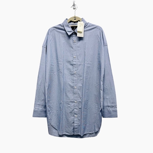 Scotch & Soda Blue Striped Button Up Long Fit Shirt - Picture 1 of 13